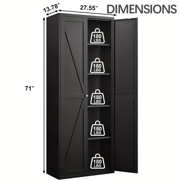 product-fancy-341cb2c6-67fc-4f99-9387-4449dc7b3bcc Metal Storage Cabinet, Metal Kitchen Pantry Cabinet, Food Pantry Storage Cabinets With Doors And Shelves, Large Steel Storage Cabient For Dinning Room, Laundry Room, White/Black