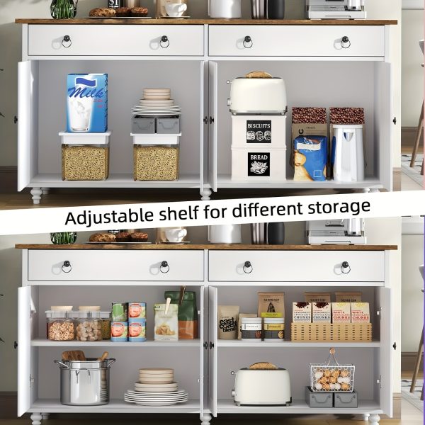 product-fancy-342491a2-455a-4dcb-9852-2619817dfc69 55-Inch Sideboard Buffet Unit, Mid-Century Kitchen Storage Cabinet Featuring 2 Drawers And 4 Doors, Coffee Bar Storage Cabinet