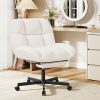 product-fancy-3446c64c-744c-4991-8926-4c279a0c071a Vanity Chair with Footrest, Teddy Fleece Vanity Chair, Height Adjustable Swivel Desk Chair, 90°-120° Recline, with Wheels, for Bedroom, Home Office, Makeup