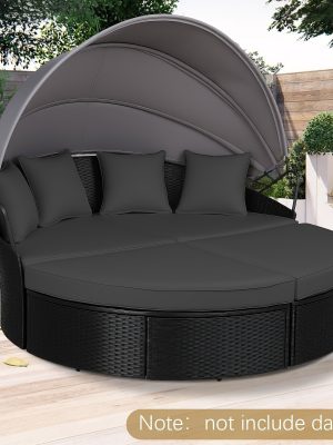 Replacement Sun Bed Cushion, Outdoor Round Daybed Cushion with Weather Resistant And Fade-Resistant Cover, Patio Furniture Seat