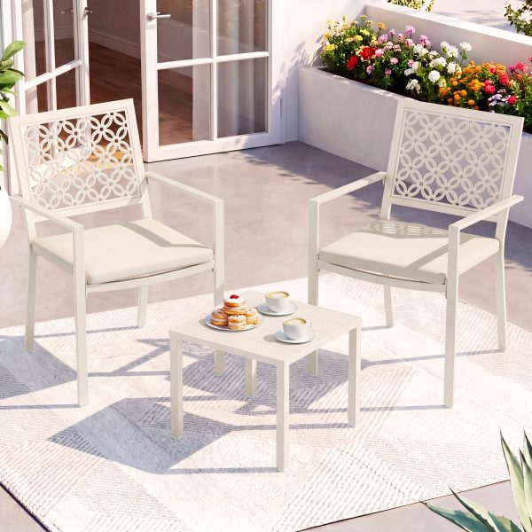3pcs Outdoor Bistro Set, Stackable Metal Steel Outdoor Table And Chairs, Waterproof Rustproof Patio Furniture Conversation Set for Porch Garden Balcony Backyard, Sage Green