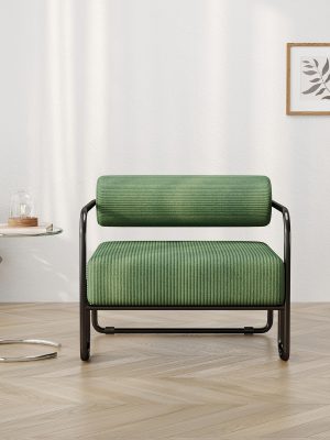 27"L Living Room Iron Sofa Chair, Lazy Individual Chair, Balcony Leisure Chair, Modern, Small Space