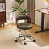 product-fancy-34a93a3d-7dc5-4417-aec5-2eb5cb9a5d17 Bonnlo Adjustable Height Home Office Chair - Armless Swivel Desk Chair with Manual Height Adjustment, Curved Walnut-like Backrest, White & 5-Star Base-Like Stability (No Wheels) for Small Spaces, Study, Computer Desk - Space