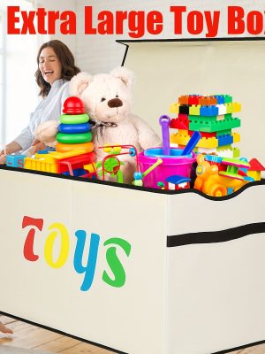 31.7gal Extra Large Box, Collapsible Sturdy Kids Chest For Boys, Girls, Kids, Storage Organizer Bins With Lids, Box Basket For Living Room, Bedroom, Nursery
