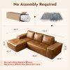 product-fancy-3530d2ab-82c0-4022-8f20-98da710d8dc7 114" L-Shaped Sofa Set for The Living Room - Mid-Century Brown Waxed Fabric Sectional Couch, No Assembly Required (Chaise + Loveseat) Space-Saving Package (Brown)