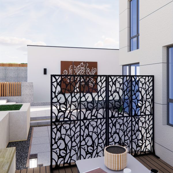 product-fancy-35a84e31-dc8d-4b15-8005-c349b0ca1d70 Black Bird-Shaped Metal Privacy Screens Measuring 3.8 Feet Wide by 6 Feet High, Suitable for Both Indoor And Outdoor Use, Serve As a Decorative Divider for Balconies, Patios, And Gardens