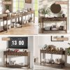 product-fancy-35ccff38-471d-4849-9f8b-c18478f036ef Kinder King 51 Inch Modern Console Table Farmhouse Entryway Table with 3 Drawers Narrow Wood Entry Way Table with Open Storage Shelf Long Sofa Table Behind Couch for Hallway, Foyer, Living Room, Walnut