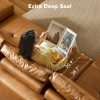 product-fancy-35cfceac-6f69-470a-a838-321f1931fd3e 114" L-Shaped Sofa Set for The Living Room - Mid-Century Brown Waxed Fabric Sectional Couch, No Assembly Required (Chaise + Loveseat) Space-Saving Package (Brown)