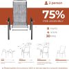 7pcs Outdoor Table And Chairs for 6, Outdoor Dining Set W/Rectangle Glass Table And 6 Patio Textilene Stackable Chairs, Patio Furniture Set W/Umbrella Hole, Umbrella Not Included
