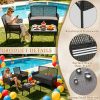 [Outdoor Rattan Set] 4pcs Outdoor Wicker Patio Furniture Set Rattan Conversation Group With Cushions, Coffee Table For Porch, Garden, Poolside & Backyard, Black - Patio Furniture Outdoor