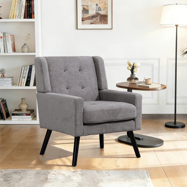 product-fancy-364f5850-71fa-4b1a-b1b9-94032e028637 Mid-Century Modern Tufted Accent Chair, Ergonomic Wingback Armchair with Detachable Armrests, Linen & Suede Fabric Lounge Chair for Living Room Bedroom Office