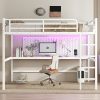 product-fancy-36774546-268a-4add-b2f2-70b04c880e9f BELLEMAVE Queen Size Heavy-Duty Metal Loft Bed Frame with Built-In Desk, Side Ladder And Full Safety Guardrails, Noise-Reduced Loft Bed, No Box Spring Required, Modern Bedroom Furniture for Small Apartments, Off White