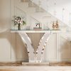 product-fancy-367c4cd1-071b-4019-86f0-4ff01474fb56 Mirrored Console Table, Modern Sliver Entryway Sofa Table With Crystal Inlay Frames For Living Room, Hallway, Foyer