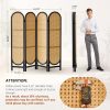 product-fancy-369b9f41-e5e1-481b-86ed-e15af7d5f738 4 Panels Room Dividers And Folding Privacy Screens, Hand-Woven Rattan Room Divider Wall, Wood Room Divider Freestanding Room Partitions Screen For Home Office Bedroom, Black