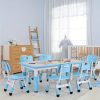 product-fancy-369bd098-f893-4cac-9ed5-67fe44ef50f6 Kids Table And 6 Chairs Set, Rectangular Plastic Graffiti Desk, Preschool Activity Art Craft Table, for Boys And Girls Halloween Christmas Gifts