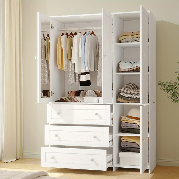 product-fancy-36a1c95b-158b-418a-a2d4-006acc57cede 31.5"/47"/63" Large Wardrobe Armoire Closet with Hanging Rod, Mirror And Doors, Drawers & Shelves, for Bedroom