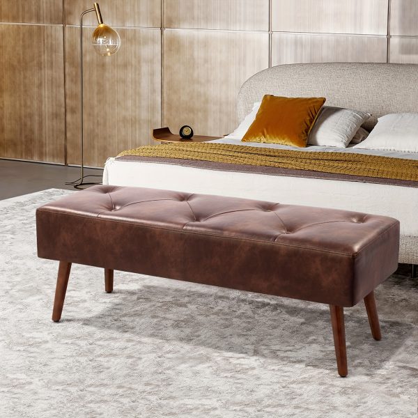 product-fancy-36ab9028-af69-43f5-9ad1-aeee82d099bc 44-inch Brown Pu Bench, Bedroom Bench, Living Room Shoe Bench, Suitable for Multiple Scenes, Multiple Colors Available