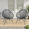 product-fancy-36cf1983-cbc7-4890-9e9a-e4a4bf375c04 Set of 2/4/6 Acapulco Chairs for Outdoor Use, Contemporary Patio Furniture Collection, Woven Bistro Set Featuring a Metal Frame Suitable for Balconies, Lawns, Porches, And Gardens, in Black Color