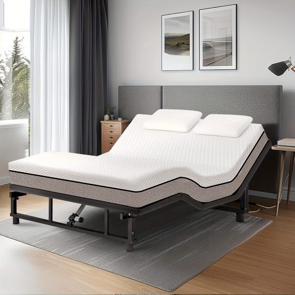 Adjustable Bed Base Frame, Head & Foot Incline, Zero Gravity, Universal Mattress Compatibility, Easy Assembly, Noise-Free Adjustable Bed Frame for Home Bedroom, Tool-Free Assembly