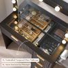 product-fancy-36ebc621-a72f-433d-a3db-54e9a1c93e79 ALBOTT Fluted Vanity Desk With Large Mirror, Adjustable LED Lights, Glass Top, Charging Station And 4 Or 7 Drawers Makeup Table For Women And Girls, Suitable For Home Use
