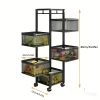 product-fancy-36ebeba7-9306-4c35-9278-c7a44ff08933 Rotating Kitchen Storage Shelf 5 Tier, Metal Fruit Vegetable Storage Basket Multi-Layer Vegetable Rack Storage Trolley on Wheels, Floor-Standing Basket for Kitchen Bathroom, Square