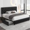 product-fancy-37331329-5d11-47d2-8b73-88d5b86b83b6 Modern Upholstered Bed Frame with 4 Storage Drawers, Platform Bed Frame with Button Tufted Headboard, Solid Wooden Slat Support