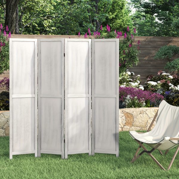 product-fancy-3752ebef-bdf1-407d-9db2-aff7e90a2498 4/6 Panels Room Divider Screen - 360° Adjustable Folding Panels, 91" Handcrafted Decorative Wooden Room Divider Screen, Freestanding Divider for Room Separation, Bedroom, Living Room & Patio, White/Brown