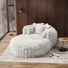 product-fancy-37638a6b-bfc5-41a6-b235-f0e4a00621ae Oversized Chaise Lounge Chair Indoor with Ottoman 55" W X 75" L Round Reading Chair Plush Faux Fur Corduroy Cloud Circle Boneless Chair with 5 Pillows for Living Room