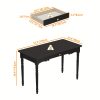 product-fancy-376be0dd-4af4-4258-9b70-975d8970319f 47.2'' Classic Rubberwood Writing Desk with Artistic Legs And Storage Drawer, Modern Computer Desk Workstation with Spacious Desktop, Timeless Design for Home And Office, Black