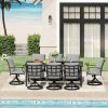 9pcs Outdoor Dining Set - Patio Dining Set for 8. Includes 1 Rectangular Table, 8 Dining Chairs with Cushions, for Lawn, Garden