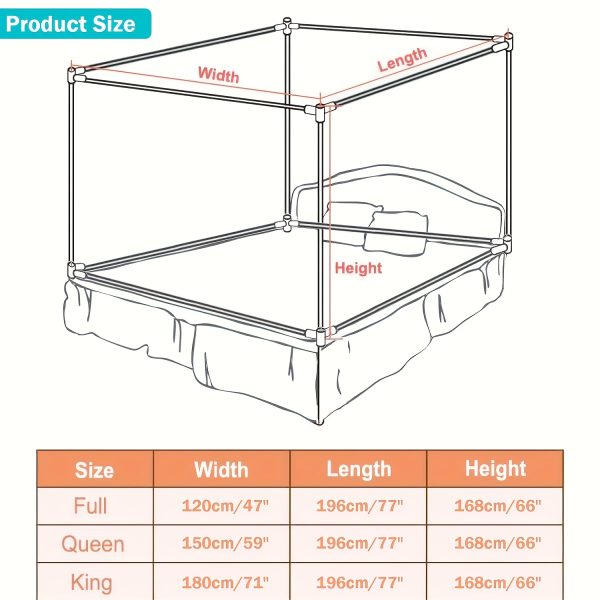 Bracket Set, Fully Enclosed Canopy Bed Curtain, Bed Frame Three-Piece Set