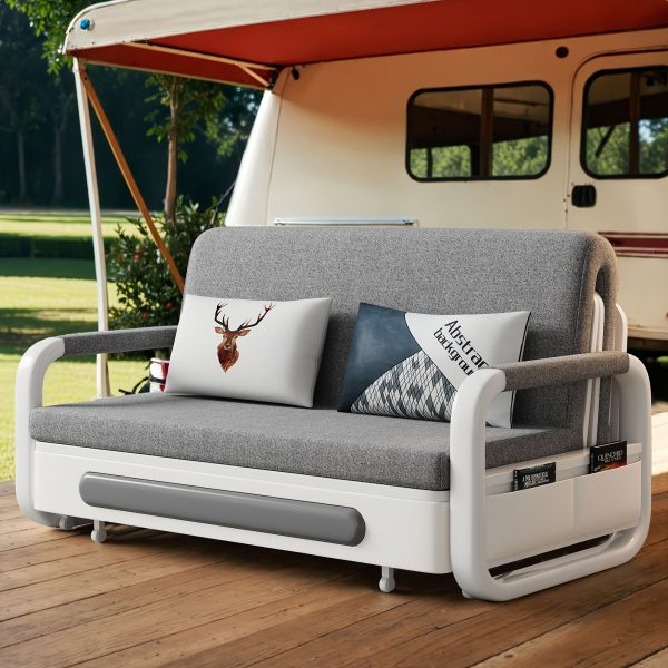 product-fancy-38112a12-2950-429a-b9a4-c484f69ff1d3 Modern Three-in-one Extendable Sofa Bed, Equipped With 2 Throw Pillows And A Solid - Wood Storage Box, Suitable For Patios And Living Rooms