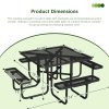 product-fancy-3829edde-29f9-4815-a9dc-3b128205fa8f 6-Person Outdoor Round Iron Picnic Table with Built-in Bench and Umbrella Hole, Suitable for Gardens, Courtyards, Patios, Lawns, Etc.
