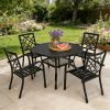 5/7pcs Outdoor Dining Set, Including 4/6 New Dining Chairs And 1 Round Table (53"/41") - Heavy Iron Frame, Adjustable Umbrella Holes (1.57"-1.97")