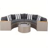 Outdoor Half Moon Patio Furniture 5pcs Curved Outdoor Sofa, All-Weather Outdoor Sectional Furniture Patio Conversation Sets with Round Tempered Glass Top Table with Cushion