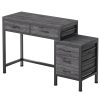 product-fancy-3839bc70-ee35-49d8-b872-4d6d017c0c3d 51in Retro Industrial Writing Desk with 5 Drawers & Printer Stand