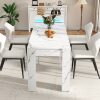 product-fancy-38722310-e142-4e9c-9e12-928bd5c2c71c Extendable Dining Room Table with Charging Station & LED Lights, White Faux Marble Table, 19.7" to 98.4" Dining Table for 2-8, Modern Space Saving Kitchen Island Table, Rectangle Console Table for Living Room(No Chairs)