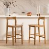 product-fancy-387915b6-3261-467b-904b-31f09086e35c Counter Height Stools Set of 2, Farmhouse 25" Bar Stools with Solid Wood Legs& Back, Mid Century Modern Barstools Chairs for Kitchen Island, Dining Room, Cafe, Pub, Brown, Black