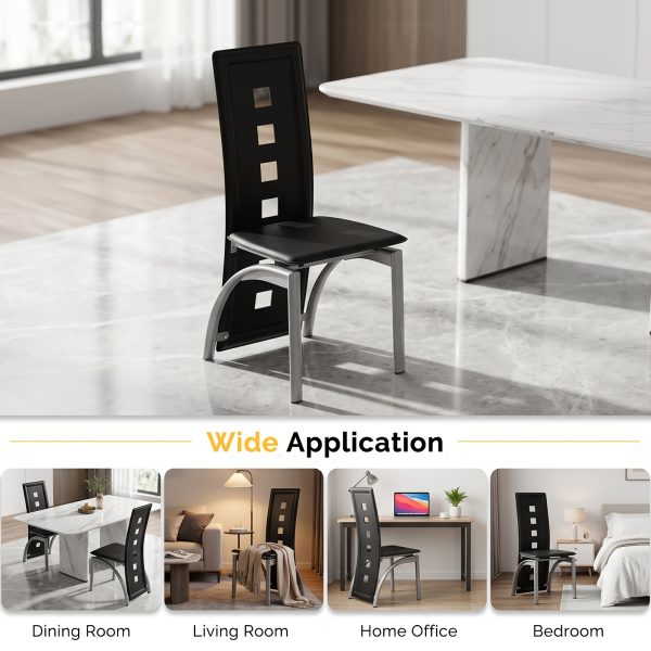 product-fancy-389d3532-1387-4344-93f6-ca0667e1af3c 4pcs Hollow Decoration PU Leather Dining Chair Black