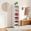 product-fancy-389eb672-93d4-4924-8d80-a70be692685b 6-Layer Foldable Shoe Cabinet with Transparent Doors & Dustproof Lid - Large Capacity Space-Saving Plastic Storage Box Suitable for Entryway, Hallway, Shoe Rack, No Assembly Required, -Standing Design for Use
