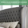 product-fancy-38a8c4cc-55cb-4d46-a8cb-4edaa15b6114 Chenille Upholstered Platform Bed Frame with Scroll Wingback Headboard And Footboard, Button Tufted Design, No Box Spring Required