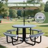 product-fancy-38aa559f-cb39-4c63-8d56-888e883ee6b6 Heavy Duty Outdoor Metal Table and Bench Set Compatible for - -Weather Coated Steel Frame & Plastic Tabletop, Easy Assembly Outdoor Furniture for Park, Patio, Playground, School, Campsite - & Low Maintenance