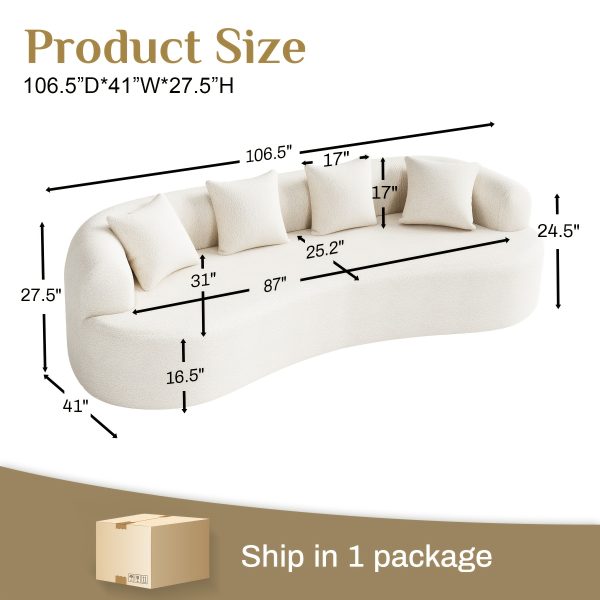 Moedrn Oversized Boneless Curved Sofa 68.5" / 106.5"/ 130.7" Sectional Sofa Couch Comfy Luxury Plush Chenille Floor Sofa Memory Foam Couches For Living Room, Apartment, Office, Guestroom