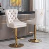 product-fancy-38bdfe34-d4d0-4f60-b431-5d031b375119 Thick Golden Swivel Velvet Bar Stools Adjust Seat Height From 27-35 Inches, Modern Upholstered Bar Stools with Comfortable Tufted Backs for Home Bars And Kitchen Islands (Set Of Two)