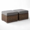 [Outdoor Love Chair] 2pcs Outdoor Love Chair, Wicker Armless Chair, Can Be Combined Sofa Conversation Set, Thick Grey Cushion With 2 Fancy Pillows, For Garden, Pool, Backyard