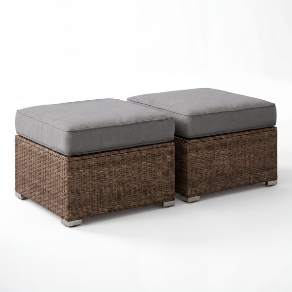 [Outdoor Love Chair] 2pcs Outdoor Love Chair, Wicker Armless Chair, Can Be Combined Sofa Conversation Set, Thick Grey Cushion With 2 Fancy Pillows, For Garden, Pool, Backyard