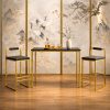 product-fancy-38f75925-6a2e-46b3-8b9d-058a8949a18c Set Of 2 Modern Oriental Style Bar Stools, Velvet Upholstered Counter Height Chairs with Backrest & Footrest, Golden Metal Frame Kitchen Island Dining Stools, Multi-Color & Multi-Finish New Asian Aesthetic