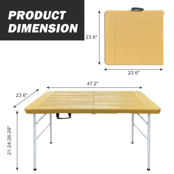 product-fancy-38f912df-1667-427b-a1c1-d7e5fdb91034 4FT Yellow Folding Table, Portable Table with Handle, Sturdy Steel Legs for Heavy-Duty Use, Ideal for Parties, Dining, Weddings, Events, Picnics, Indoor And Outdoor Activities, Camping