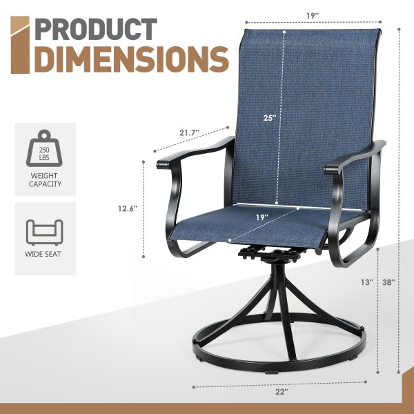 product-fancy-390878a2-a3cb-40eb-9618-0a5d4b37b976 Patio Swivel Chair Set Of 2/4/6 Outdoor Dining Chairs W/High Back And Breathable Textilene, 350 LBS Capacity, All Weather Patio Rocking Chairs for Garden Backyard Deck