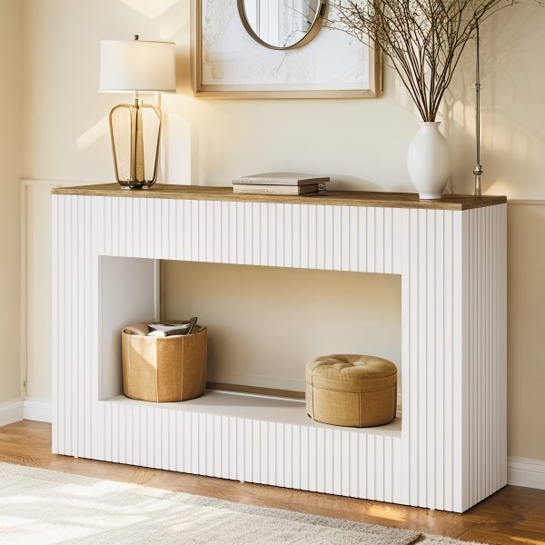 product-fancy-391750b9-6773-46d4-99c9-5632ad0ec538 55.11-Inch Farmhouse Console Table, 2-Tier Rustic Entryway Table with Storage, Rectangular Sofa Table Behind The Couch for Living Room, Hallway, Entrance